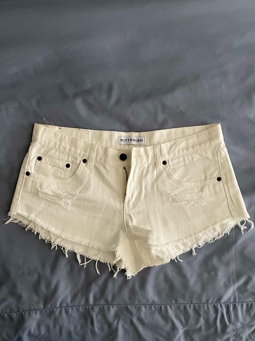 Kittenish White Jean Shorts